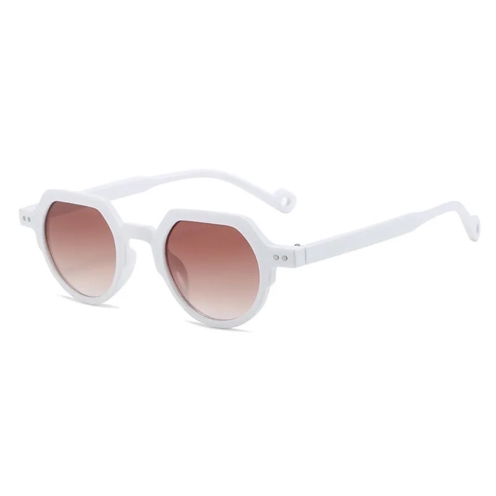 **NEVE* White x Brown Retro Fashion Shaped Sunglasses